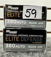 (40) Rounds of Sig Sauer Elite Defense .380 Auto
