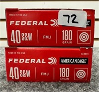 (100) Rounds of Federal .40 S & W 180 Gr. FMJ.