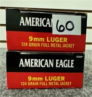 (100) Rounds of American Eagle 9mm Luger 124 Gr.