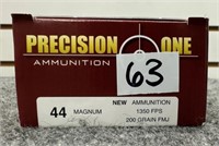 (50) Rounds of Precision One .44 Mag. 200 Gr.