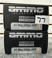 (40) Rounds of Ammo Inc. 44 Mag. 240 Gr. FMJ.