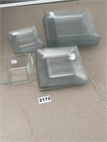 Clear Glass Square Plates and Bowl