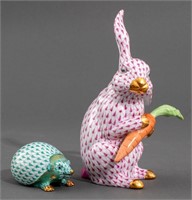 Herend Fishnet Porcelain Animalier Sculptures, 2