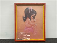 New 1960s W.M Otto Framed Print Girl Painting Toes
