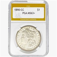 1890-CC Morgan Silver Dollar PGA MS63+