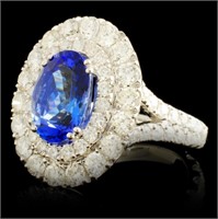 18K Gold Ring 4.02ct Tanzanite & 2.57ctw Diamond