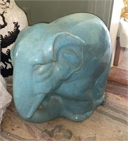 Decorative Blue Ceramic Elephant Statue