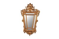 ANTIQUE CARVED GILTWOOD GESSO MIRROR