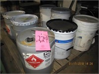 13- 5 gallon cans X-TENOA coat, adhesive, primer,
