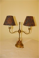 Double candlestick lamp w/ paisley shades