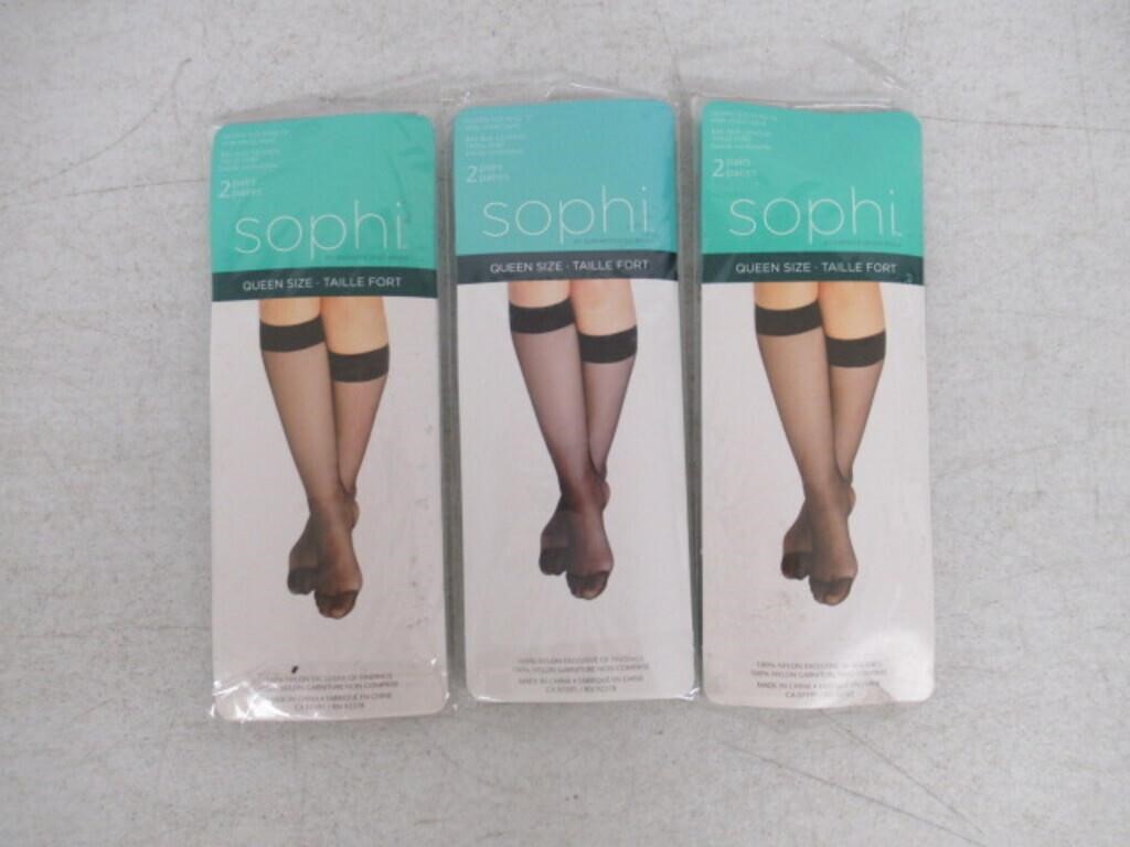 3-Pk Sophi Women's Queen Knee High Pantyhose, Grey