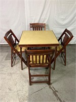 Wooden Card Table with Four Folding Chairs