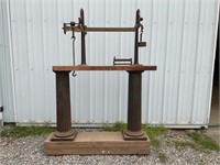 HOWE ANTIQUE SCALE WITH CAST IRON PEDISTAL BASE