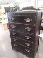 Vintage five drawer wood dresser