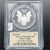 2018 W PCGS PF70DC SILVER EAGLE