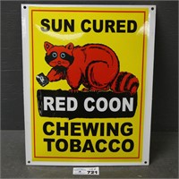 Porcelain Enameled Red Coon Tobacco SIgn