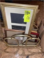 GROUP OF PICTURE FRAMES AND MAGAZINE RACK, VARIOUS