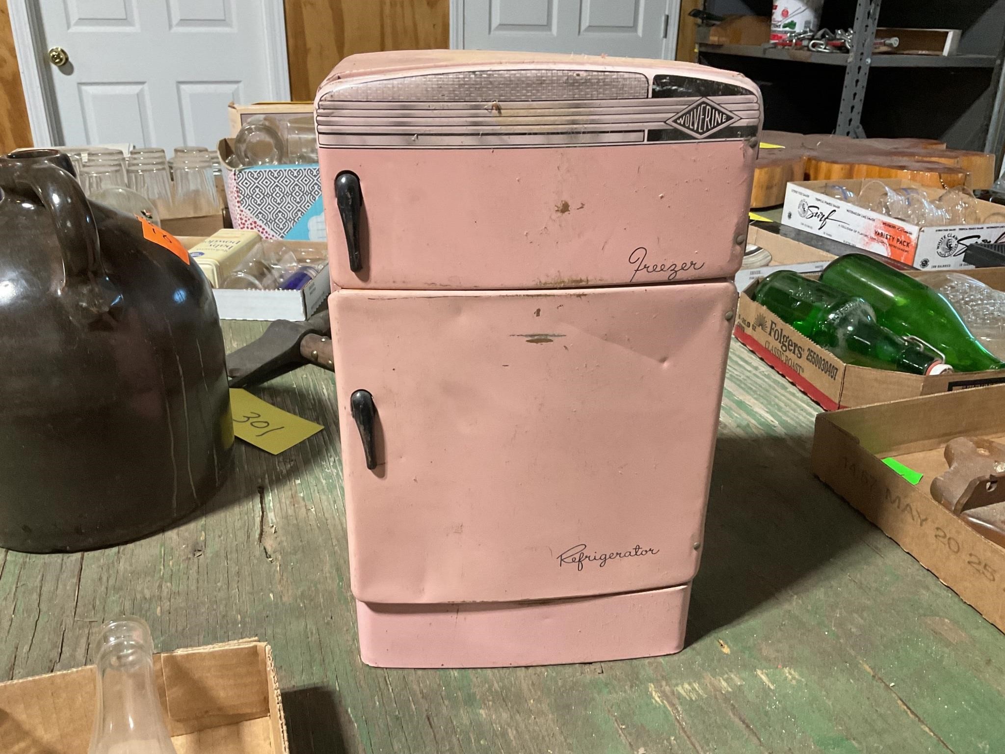 Antique wolverine toy metal refrigerator