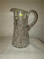 Stunning Etched Lead Crystal Glass Pitcher