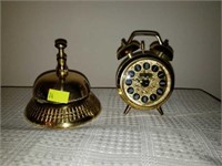Estate lot Brass Bell and Nice Alarm Clock