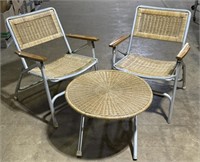 (G) Vintage Wicker Outdoor Folding Chairs 31” and