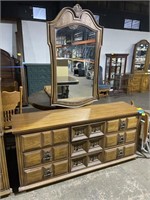 (G) Vintage Dresser with Mirror 65 3/4” x 18” x
