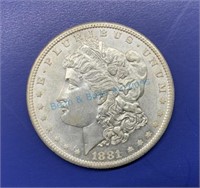 1881 Morgan silver dollar