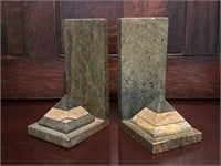 Polished Marble Pyramid Bookends