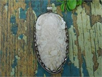 CARVED BONE BISON PENDANT ROCK STONE LAPIDARY SPEC