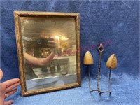 Antique shaving mirror & shoe hanger