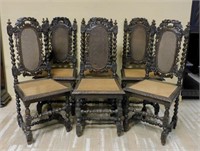 Louis XIII French Hunt Style Oak Chairs.