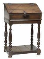 ANTIQUE FRENCH OAK SLANT FRONT DESK