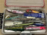 FISHING LURE LOT in STORAGE CONTAINER