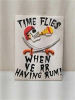 Skeleton Drinking Rum Wooden 3D Sign