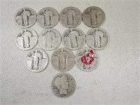 (11) No-Date Standing Liberty Quarters & 1915