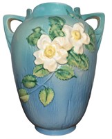 ROSEVILLE Pottery "White Rose" Double Handle Vase