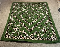 69inx81in Green Elk/Bear Handmade Quilt