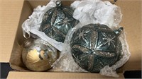 3 Large Blown Glass Ornaments