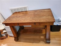 ANTIQUE LIBRARY TABLE WITH DRAWER - 48" X 28"