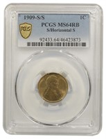 PCGS MS-64 RB 1909-S/Horizontal S Lincoln Cent