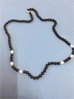 Black Onyx and Pearl Beads with 10K Clasp