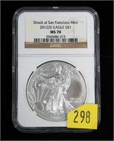 2012-S Silver Eagle, NGC slab certified MS-70
