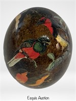 Genuine Ostrich Egg decorated with Botanic Birds