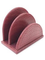 Red Patent Leather Desk Paper Organizer