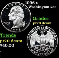 Proof 1996-s Washington Quarter 25c Grades GEM++ P