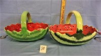 2 watermelon baskets (1 chipped)