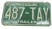 1983 Missouri License Plate