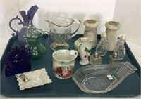 Tray lot with assorted salt and pepper shakers