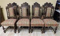 Louis XIII Style Oak Barley Twist Chairs.