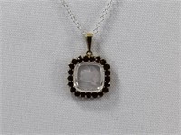Sterling Silver, Rock Crystal & Garnet Necklace